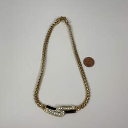 Designer Swarovski Gold-Tone Black Enamel Crystal Stone Chain Necklace alternative image
