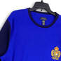 Mens Blue Round Neck Long Sleeve Pullover Thermal Sleepwear Shirt Size 2XL image number 3