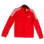 Mens Red 3-Stripes Warm-Up Long Sleeve Full-Zip Track Jacket Size Small image number 1