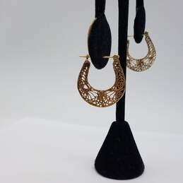 10k Gold Vintage Filigree Hoop Earrings 3.4g alternative image