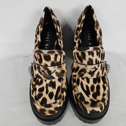 Gianni Bini Maxxwelle leopard print faux calf hair platform loafers with lug sole