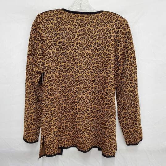 VTG Misook WM's Cheetah Printed Cardigan Shoulder Padded Sweater Size XS image number 2