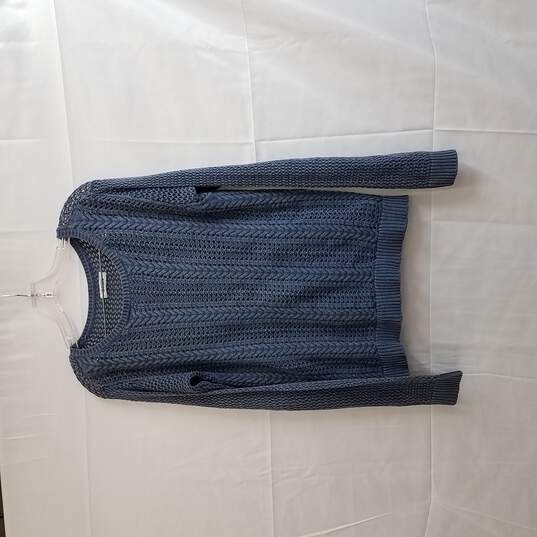 Buy the BB Dakota Women's Light Blue Open Knit Sweater | GoodwillFinds