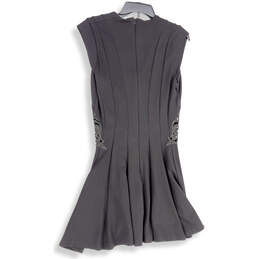Womens Black Gray Sleeveless Floral Lace Back Zip Cut Out Mini Dress Sz 10 alternative image