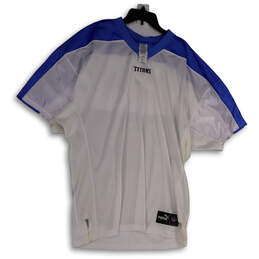 NWT Mens White Blue V-Neck Short Sleeve Side Slit Pullover T-Shirt Size 52