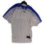 NWT Mens White Blue V-Neck Short Sleeve Side Slit Pullover T-Shirt Size 52 image number 1