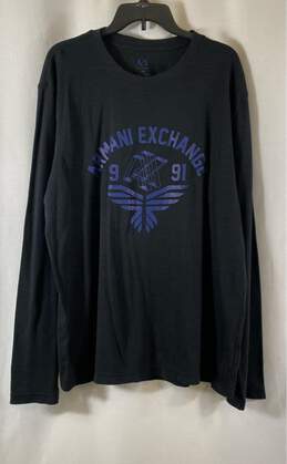 Armani Exchange Mens Black Cotton Crew Neck Long Sleeve Thermal T-Shirt Size 2XL