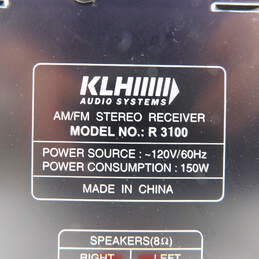 KLH Audio Systems Model R3100 AM/FM Stereo Receiver w/ Attached Power Cable alternative image