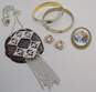 VNTG Mixed Metals White Milk Glass, Ceramic & Enamel Romantic Jewelry image number 1