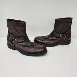 Chaps MN's Brown Leather Harness Strap Side Zipper Boots Size 9.5 alternative image