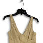 Womens Beige Lace Wide Strap Surplice Neck Back Zip Sheath Dress Size 4 image number 3