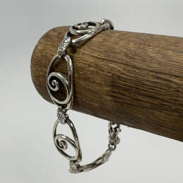 Designer Brighton Silver-Tone Spiral Engraved Classic Link Chain Bracelet