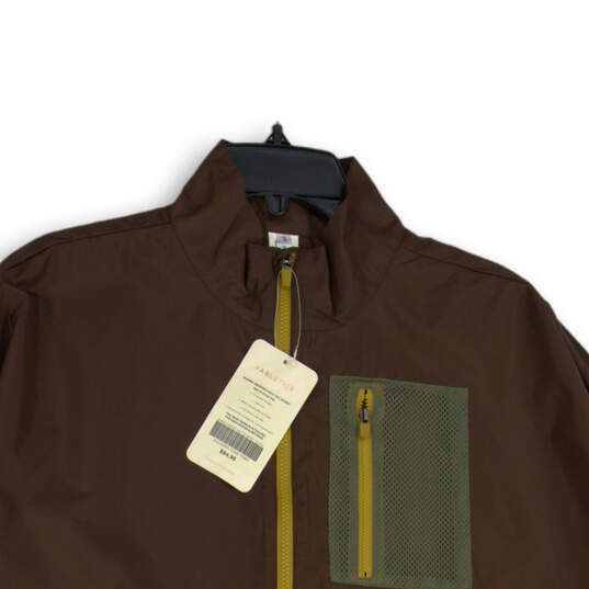 NWT Womens Brown Long Sleeve Half-Zip Windbreaker Jacket Size XL image number 3