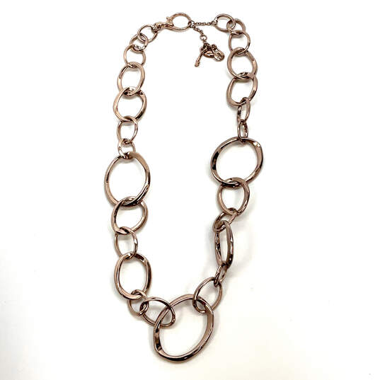 Designer Fossil Rose Gold-Tone Lobster Clasp Hammered Link Chain Necklace image number 2