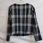 Topshop black gray white plaid tweed button front jacket 8 image number 3