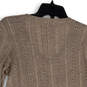 Womens Beige Knitted Long Sleeve V-Neck Pullover Sweater Size Small image number 3