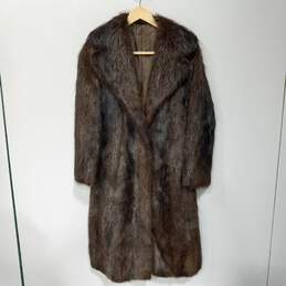 Women's Brown Fox Fur Long Button-Up Fur Coat