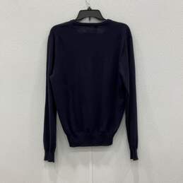 NWT Womens Blue Knitted Long Sleeve V-Neck Pullover Sweater Size Medium alternative image