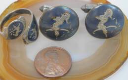Vintage Siam Sterling Silver Ring & Cuff Links