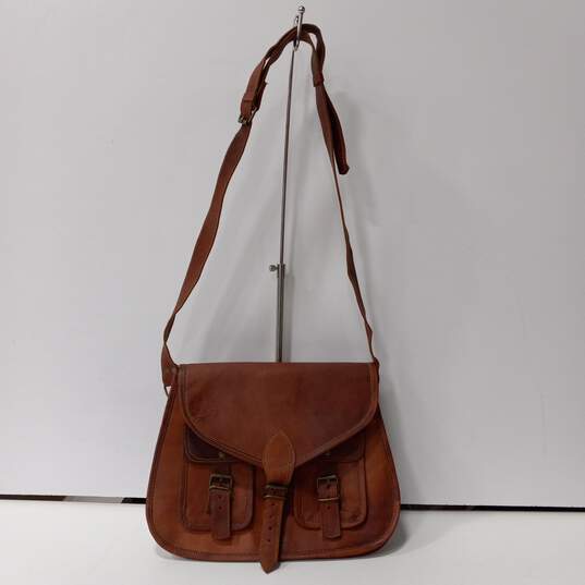Komal's Passion Brown Leather Messenger Bag image number 1