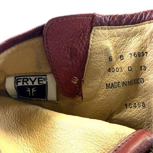 Frye Leather Karla Engineer Short Heeled Boots Red 6 image number 5