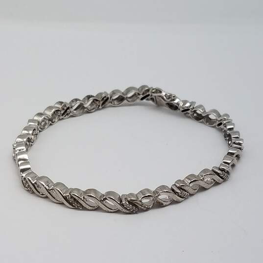 Sterling Silver Diamond Infinity Link 7 Inch Bracelet 12.7g image number 1