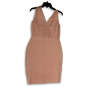 Womens Pink Sleeveless Wide Strap V-Neck Back Zip Sheath Dress Size 8 image number 4
