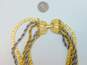 Vintage Goldette New York Goldtone & Silvertone Textured Curb & Twisted Rope Multi Chains Layered Statement Necklace 134.9g image number 5