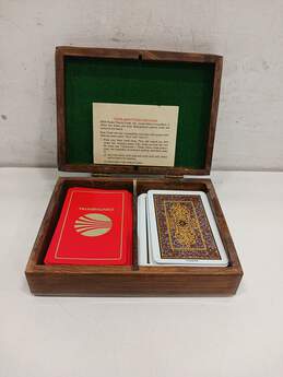 Vintage Wooden Card Box w/Playing Cards alternative image
