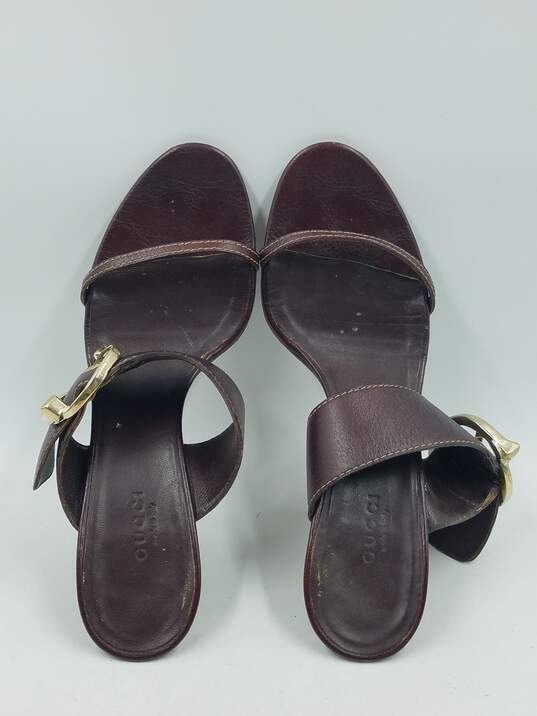Authentic Gucci Brown Buckle Sandal W 8.5B image number 6