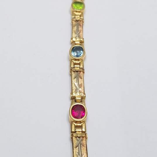 BB 14K Gold Assorted Gemstone Tricolor Bracelet 11.4g image number 2