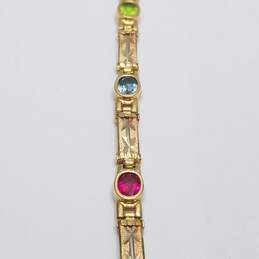 BB 14K Gold Assorted Gemstone Tricolor Bracelet 11.4g alternative image