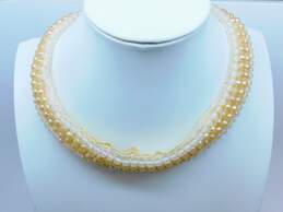 Vintage Vendome Baar & Beards & Fashion Icy Gold Tone Clip-On Earrings & Faux Pearl Collar Necklace 95.5g alternative image