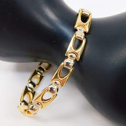 Kilt 18K White & Yellow Gold Puffed Unique Link Chain Bracelet 12.3g