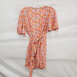 NWT Billabong All For You WM's Short Sleeve Orange & Pink Floral Wrap Mini Dress Size XS alternative image