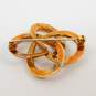 14K Gold Modernist Smooth & Brushed Textured Interlocking Loops Brooch 8.6g image number 2