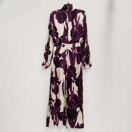 Womens Multicolor Silk Floral Long Sleeve Mock Neck Maxi Dress Size 38 alternative image