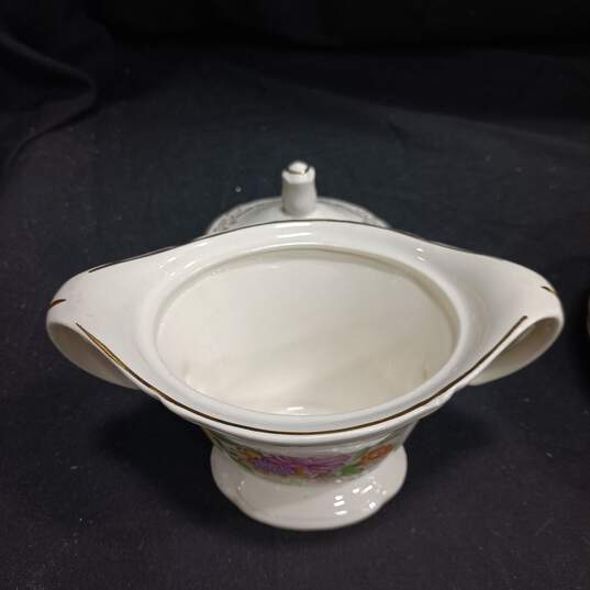 Edwin M Knowles China Co. Floral Design Tea Cups and Service Set (8 Cups, Sugar Bowl With Lid, 9 Plates) image number 4