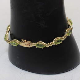 10K Yellow Gold Marquise Cut Peridot Tennis Bracelet - 7.9g alternative image