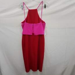 Betsy Adam WM's Polyester Spandex Blend Red & Pink Strap Midi Dress Size 10