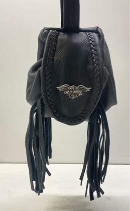 Harley Davidson Leather Fringe Pouch Bag Black