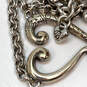 Designer Brighton Silver-Tone Link Chain Heart Curved Pendant Necklace image number 4