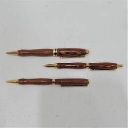 Vintage MCM Wood Lacewood Pen & Mechanical Pencil Set w/ Original Case Taiwan alternative image