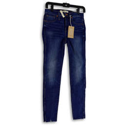 NWT Womens Blue Denim Medium Wash Pockets Stretch Skinny Leg Jeans Size 26