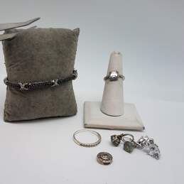 Sterling Silver Cz Crystal Sz 5.75, 9.5 Rings Earrings, Bracelet Pendant Bundle 23.8g