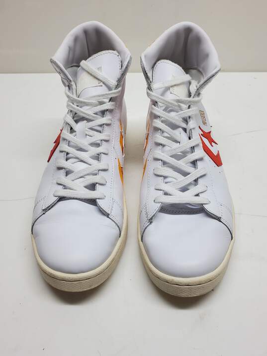 Converse Pro Leather High Top White Orange Sneakers Size 10.5 image number 3