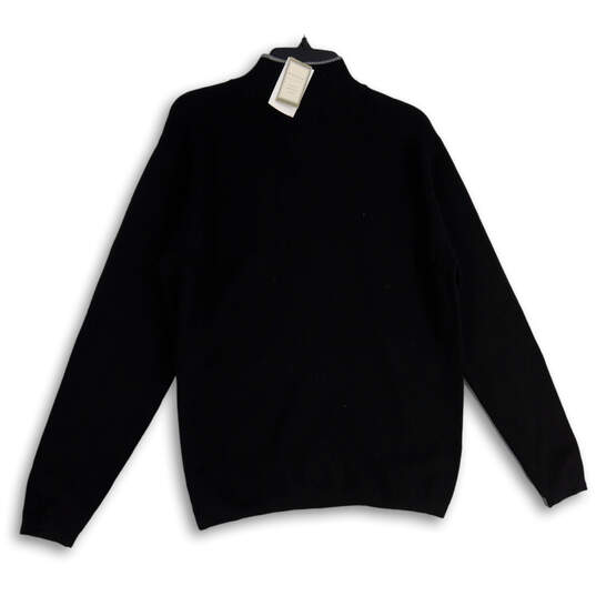 NWT Mens Black Knitted Mock Neck Long Sleeve Full-Zip Sweater Size Large image number 2