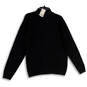 NWT Mens Black Knitted Mock Neck Long Sleeve Full-Zip Sweater Size Large image number 2