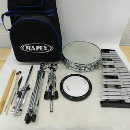 Mapex Percussion Set w/ Snare Drum, Glockenspiel, Rolling Case, and Accessories