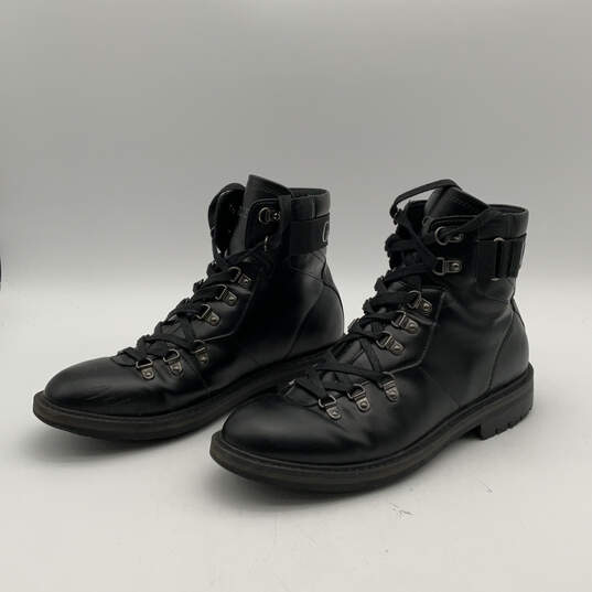 Mens GMRUSE-C Black Leather Round Toe Lace Up Ankle Combat Boots Size 10 image number 4